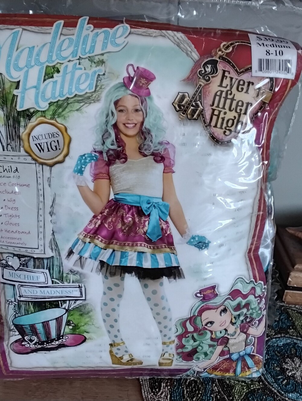 Everafter High Girls 8-10 Madeline Hatter Dress Set & Wig